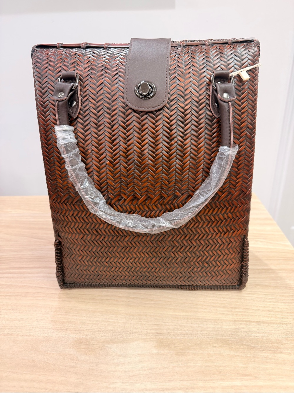 Hand Woven Laptop Bag in Brown